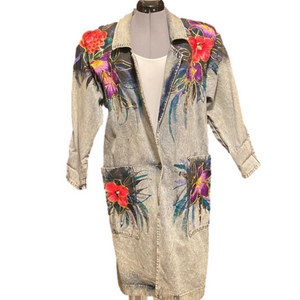 Wild Cherry Vintage Long Denim Coat /Jacket